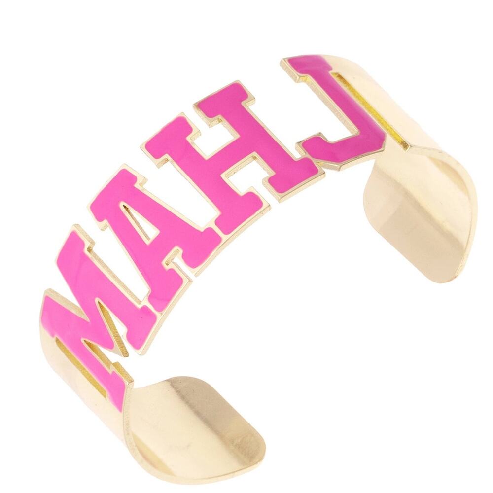 MAHJ Varsity Outline Cuff in Fuchsia